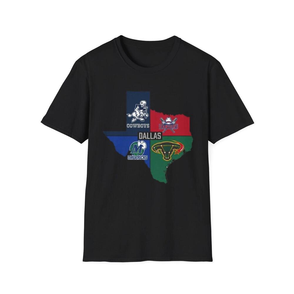 Dallas Sports Fan T-Shirt Cowboys Rangers Mavericks Stars Texas Sports Teams Tee